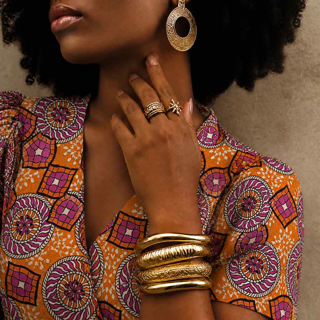 Afrogarm - Bold gold accents