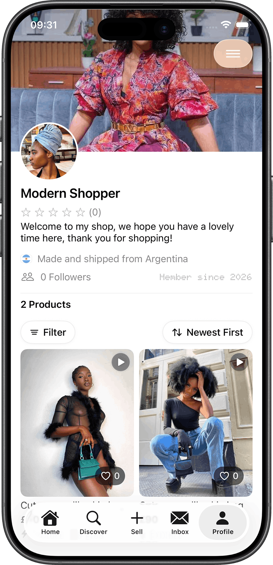 Afrogarm app screenshot - shopping experience