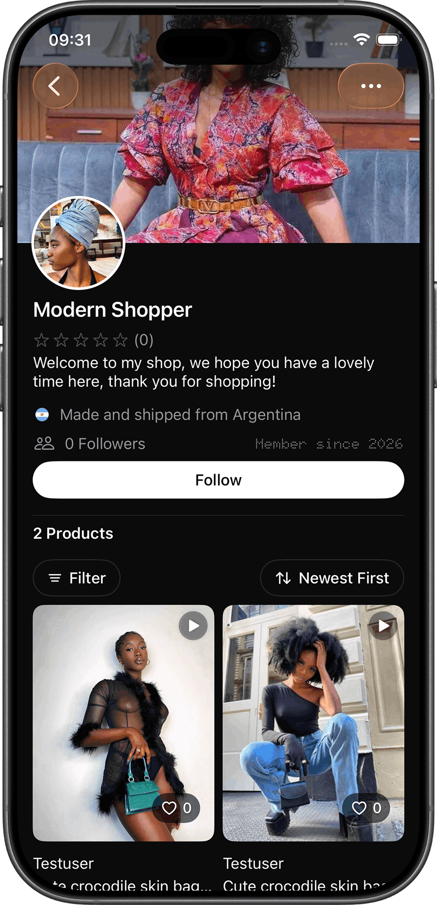 Afrogarm app screenshot - marketplace