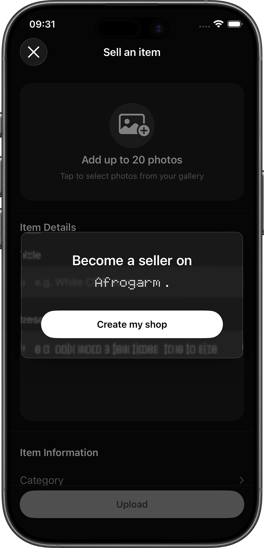 Afrogarm app screenshot - seller profile
